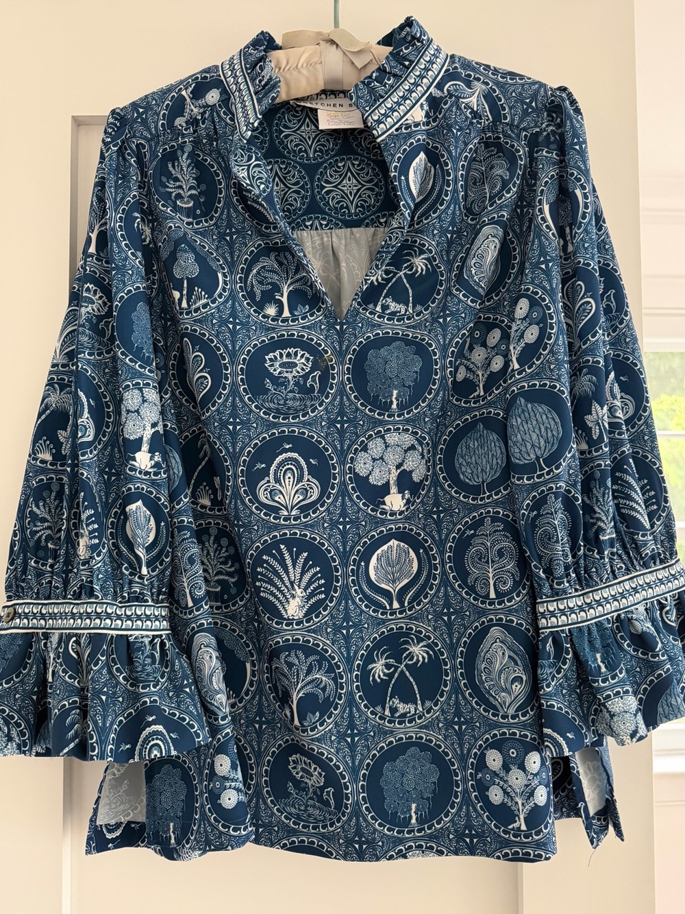 Gretchen Scott Designs Navy & White Botanical Medallion Tunic